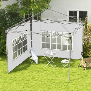 Pavillon Seitenteile 2er-Set mit Fenster wasserdicht 3x3 + 3x4m weiss