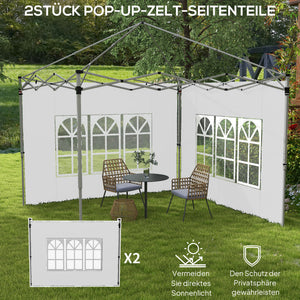 Pavillon Seitenteile 2er-Set mit Fenster wasserdicht 3x3 + 3x4m weiss