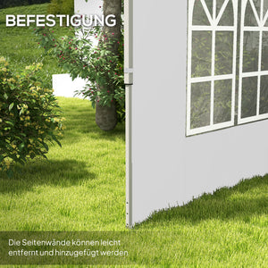 Pavillon Seitenteile 2er-Set mit Fenster wasserdicht 3x3 + 3x4m weiss