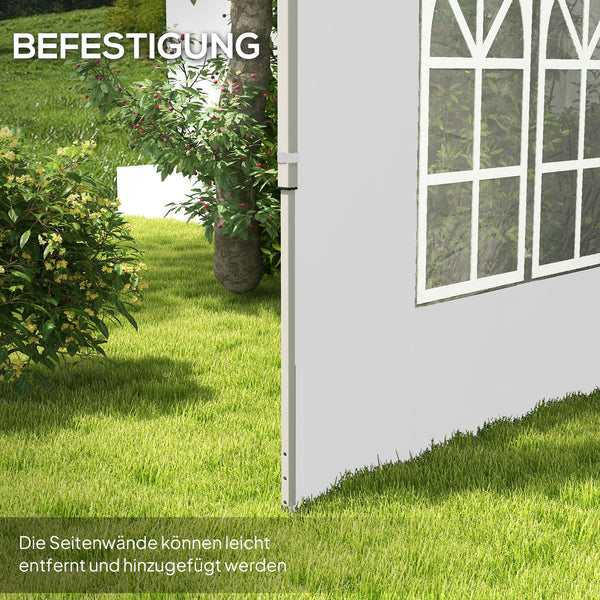 Pavillon Seitenteile 2er-Set mit Fenster wasserdicht 3x3 + 3x4m weiss