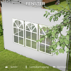 Pavillon Seitenteile 2er-Set mit Fenster wasserdicht 3x3 + 3x4m weiss