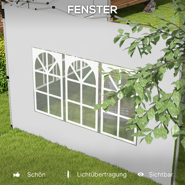 Pavillon Seitenteile 2er-Set mit Fenster wasserdicht 3x3 + 3x4m weiss