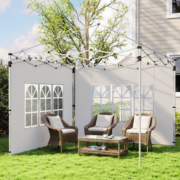 Pavillon Seitenteile 2er-Set mit Fenster wasserdicht 3x3 + 3x4m weiss