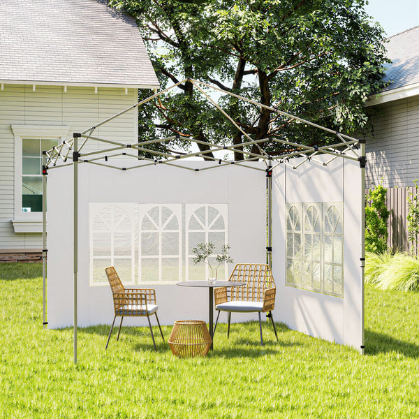 Pavillon Seitenteile 2er-Set mit Fenster wasserdicht 3x3 + 3x4m weiss