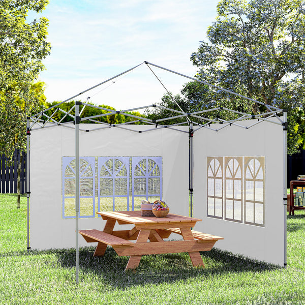 Pavillon Seitenteile 2er-Set mit Fenster wasserdicht 3x3 + 3x4m weiss