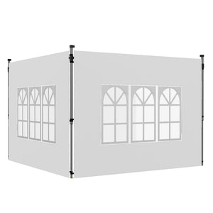 Pavillon Seitenteile 2er-Set mit Fenster wasserdicht 3x3 + 3x4m weiss