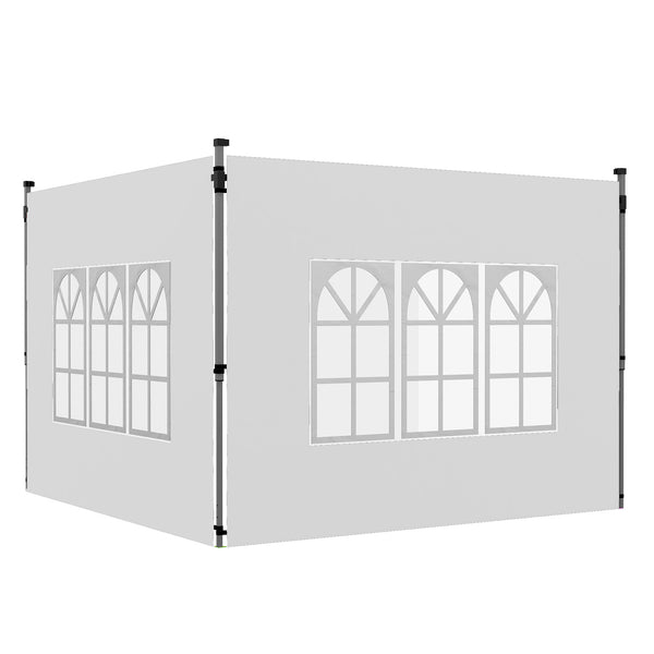 Pavillon Seitenteile 2er-Set mit Fenster wasserdicht 3x3 + 3x4m weiss