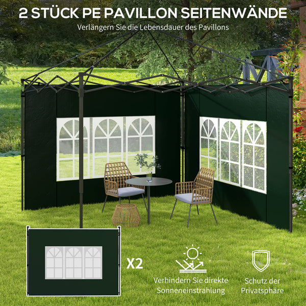 Pavillon Seitenwände wasserdicht mit Fenster 3x3 + 3x6m grün