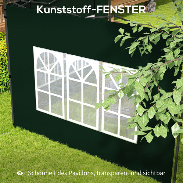 Pavillon Seitenwände wasserdicht mit Fenster 3x3 + 3x6m grün
