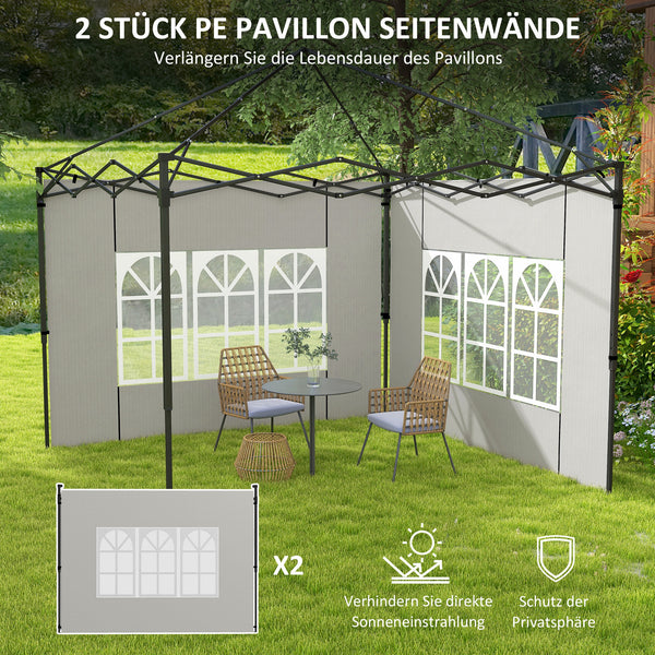 Seitenwände mit Fenster für Pavillon wasserdicht 3x3 + 3x6m weiss