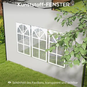 Seitenwände mit Fenster für Pavillon wasserdicht 3x3 + 3x6m weiss
