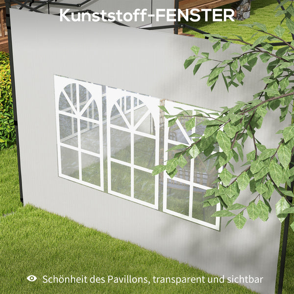 Seitenwände mit Fenster für Pavillon wasserdicht 3x3 + 3x6m weiss
