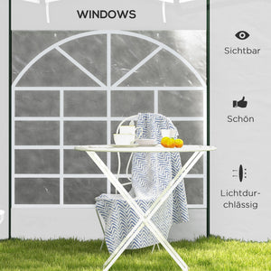 Pavillon Vorhänge mit Fenster und Tür 2 Stück für 3x3m weiss