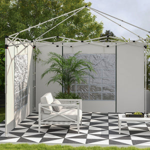 Pavillon Vorhänge mit Fenster und Tür 2 Stück für 3x3m weiss