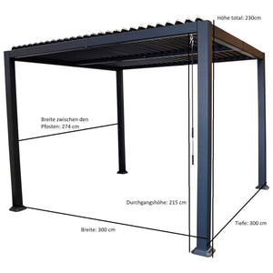 Gartenpavillon Baracoa 3x3m Alu dunkelgrau