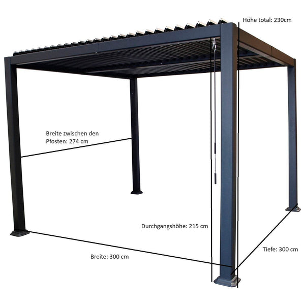 Gartenpavillon Baracoa 3x3m Alu dunkelgrau