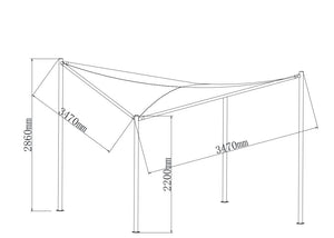 Pavillon ORLANDO 3,5x3,5 Meter mit Plane PVC-bechichtet weiss