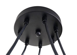 Pendelleuchte Hängelampe Industrial Metall höhenverstellbar 7 Gitterlampenschirme schwarz