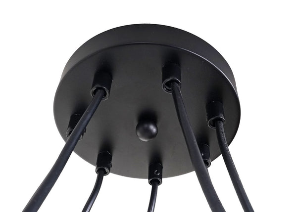 Pendelleuchte Hängelampe Industrial Metall höhenverstellbar 7 Gitterlampenschirme schwarz