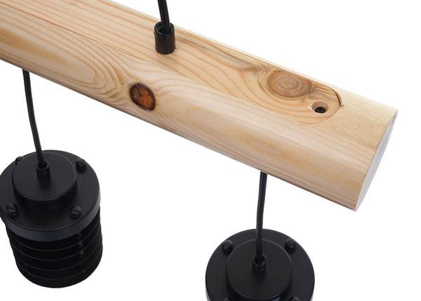 Pendelleuchte Hängelampe Industrial Vintage Holz Metall 3 Käfiglampenschirme schwarz