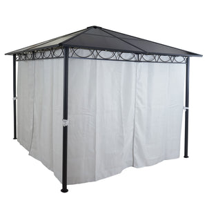 Pergola 3x3m mit Kunststoff-Dach & Alu-Seitenwand hellgrau