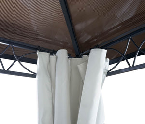 Pergola 3x3m mit Kunststoff-Dach & Alu-Seitenwand hellgrau