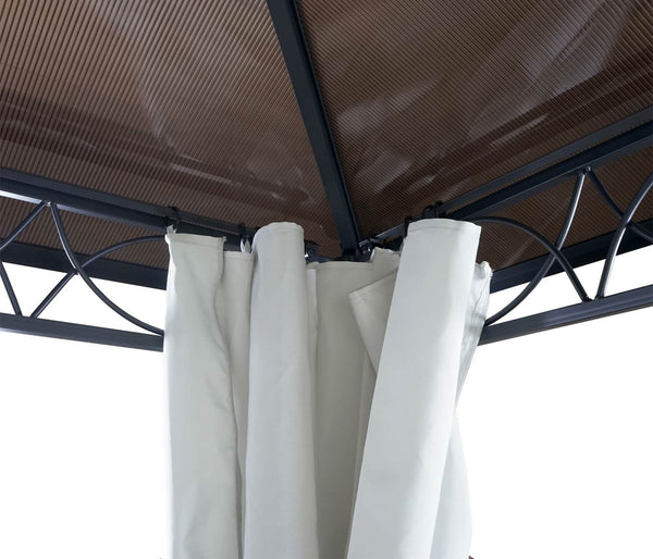 Pergola 3x3m mit Kunststoff-Dach & Alu-Seitenwand hellgrau