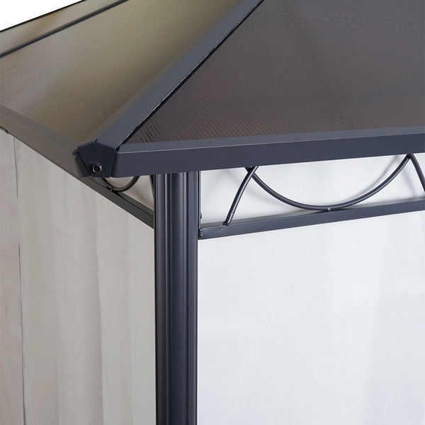 Pergola 3x3m mit Kunststoff-Dach & Alu-Seitenwand hellgrau