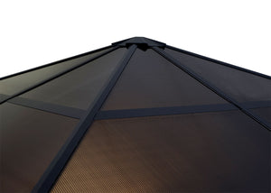 Pergola 3x3m mit Kunststoff-Dach & Alu-Seitenwand hellgrau