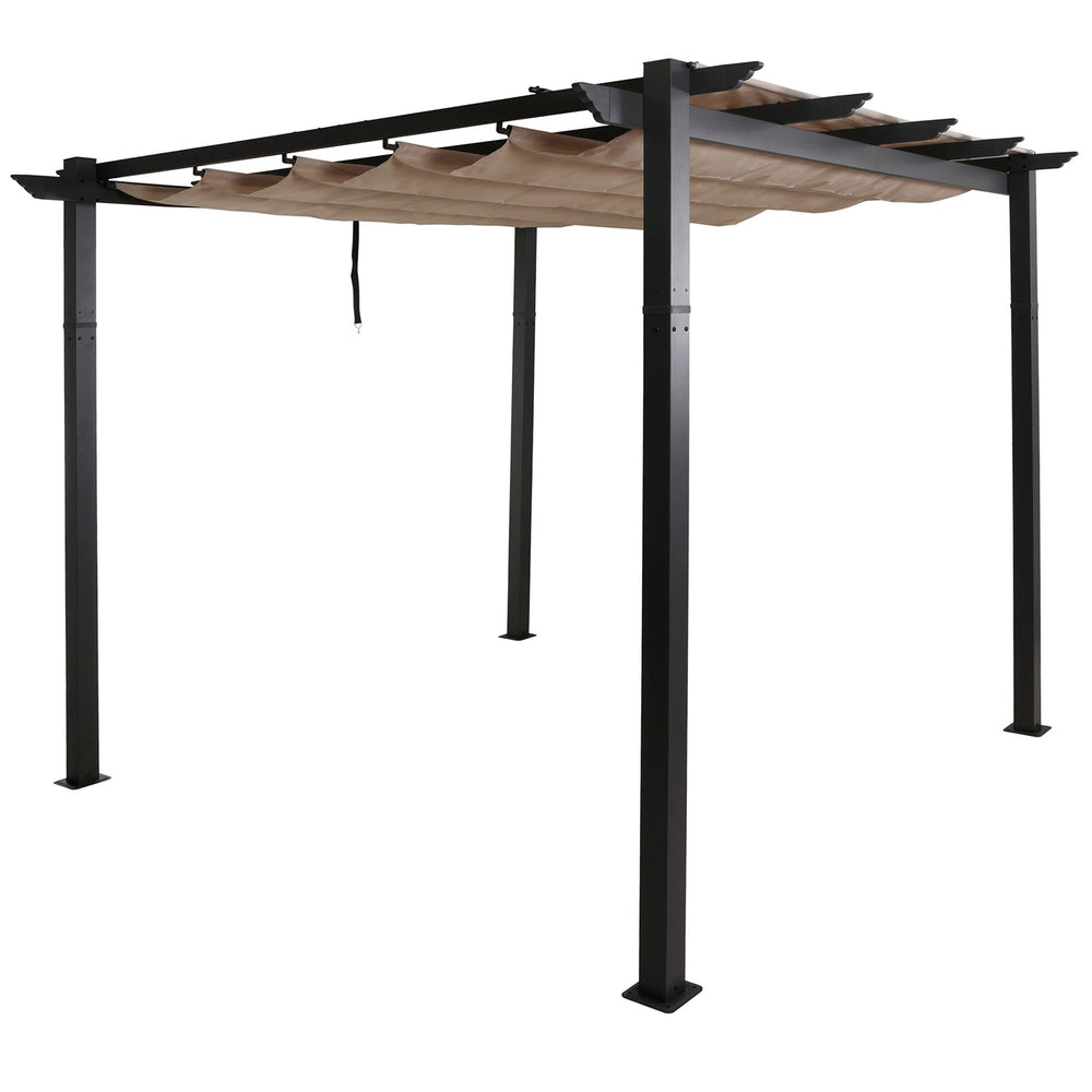 Aluminium Pergola 3x3m mit Schiebedach UV50+ Creme-Beige
