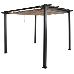 Aluminium Pergola 3x3m mit Schiebedach UV50+ Creme-Beige