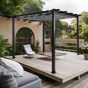 Aluminium Pergola 3x3m mit Schiebedach UV50+ Grau Stabil