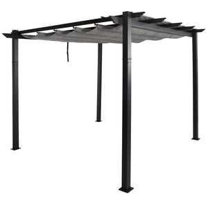 Aluminium Pergola 3x3m mit Schiebedach UV50+ Grau Stabil
