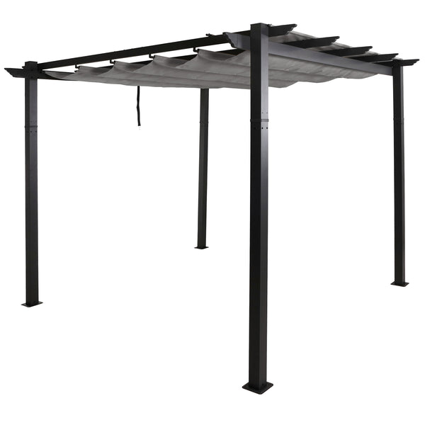 Aluminium Pergola 3x3m mit Schiebedach UV50+ Grau Stabil