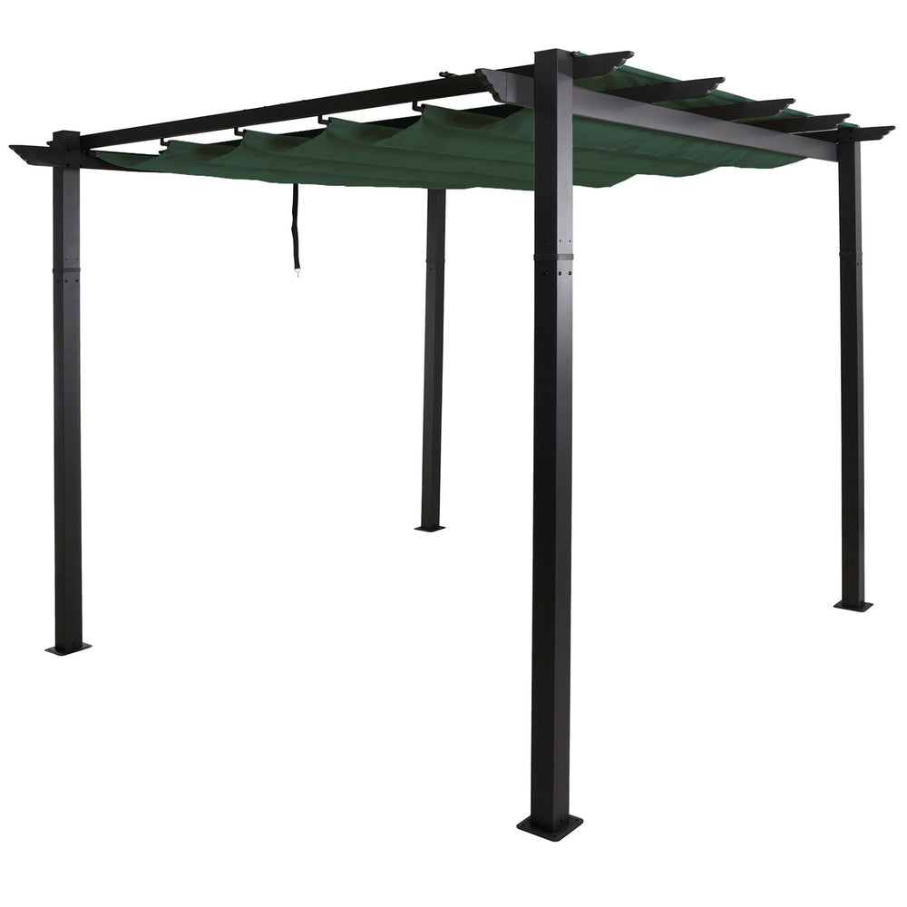 Aluminium Pergola 3x3m Grün mit Schiebedach UV50+ für Garten