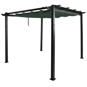 Aluminium Pergola 3x3m Grün mit Schiebedach UV50+ für Garten