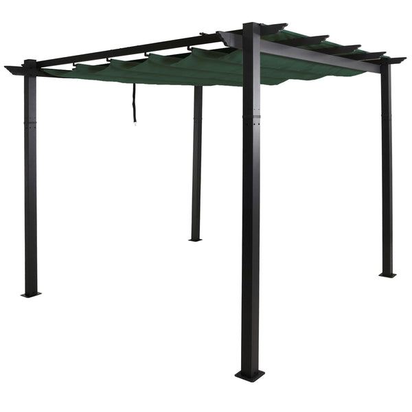 Aluminium Pergola 3x3m Grün mit Schiebedach UV50+ für Garten