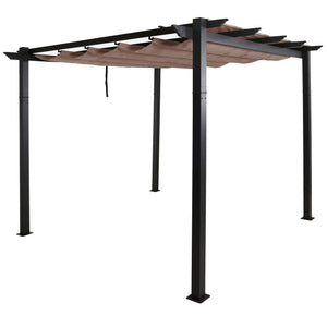 Aluminium Pergola 3x3m stabil mit Schiebedach UV50+ taupe