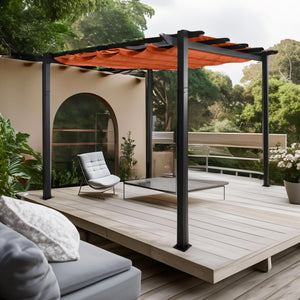Aluminium Pergola 3x3m mit Schiebedach UV50+ terrakotta