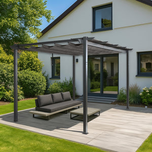Aluminium Pergola 3x4m Anthrazit mit Schiebedach UV50+ Stabil