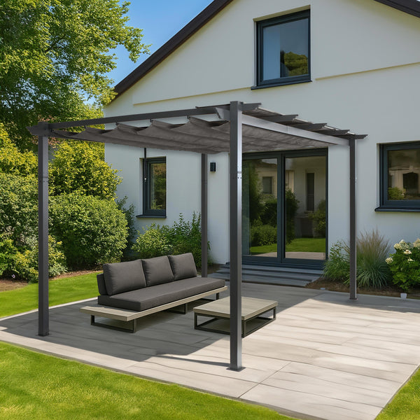 Aluminium Pergola 3x4m Anthrazit mit Schiebedach UV50+ Stabil