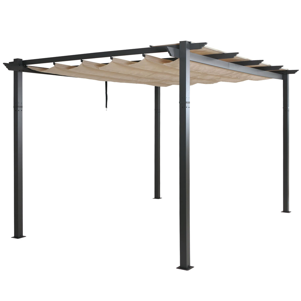 Aluminium Pergola Pavillon 3x4m mit Schiebedach UV50+, creme-beige