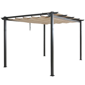 Aluminium Pergola Pavillon 3x4m mit Schiebedach UV50+, creme-beige