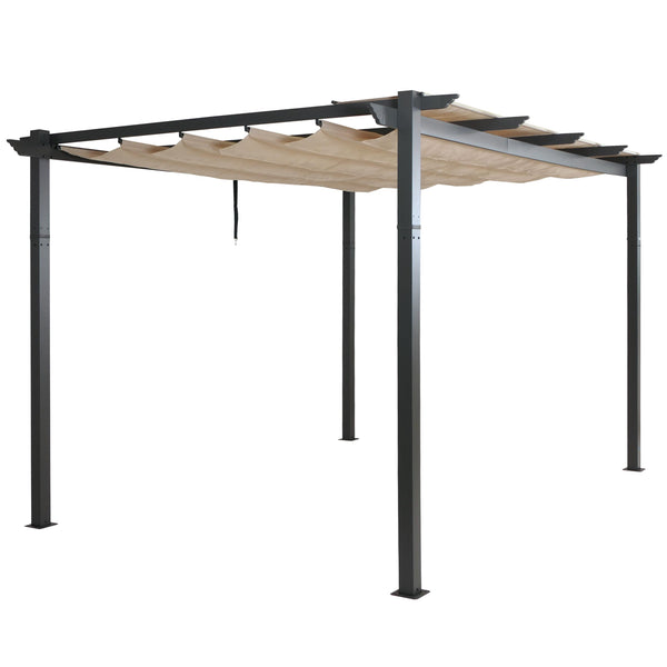 Aluminium Pergola Pavillon 3x4m mit Schiebedach UV50+, creme-beige