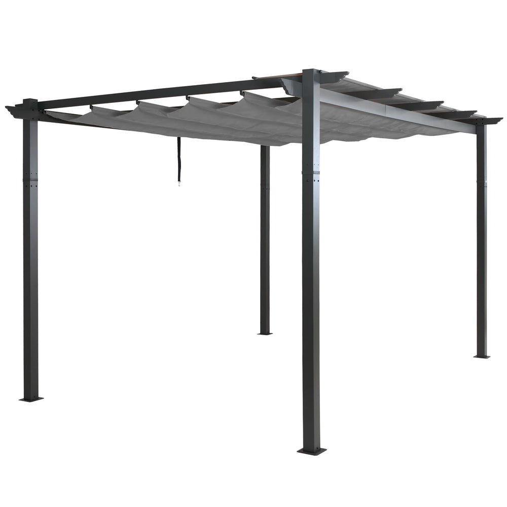 Aluminium Pergola 3x4m Grau mit Schiebedach und UV50+ Schutz