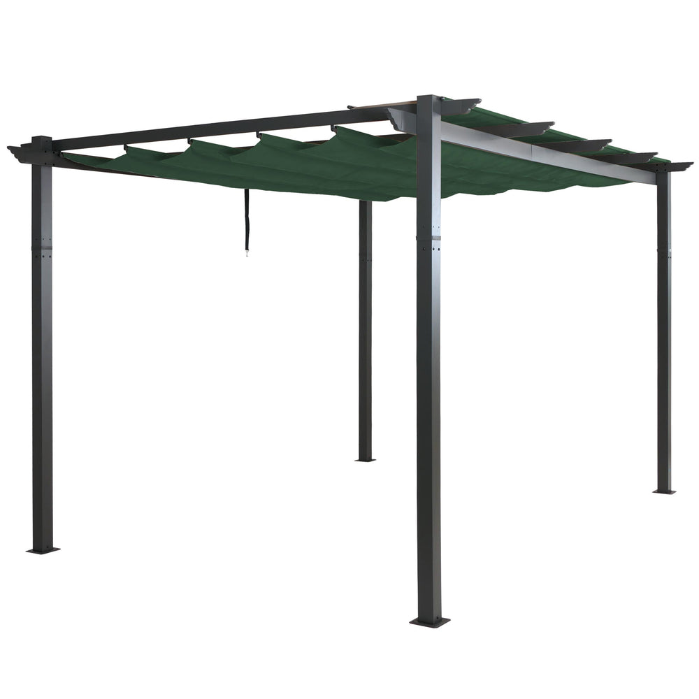 Aluminium Pergola 3x4m mit Schiebedach UV50+ Grün Gartenpavillon