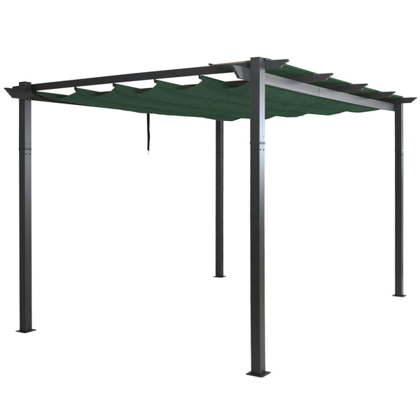 Aluminium Pergola 3x4m mit Schiebedach UV50+ Grün Gartenpavillon