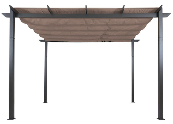 Aluminium Pergola 3x4m mit Schiebedach UV50+ taupe stabiles Gestell