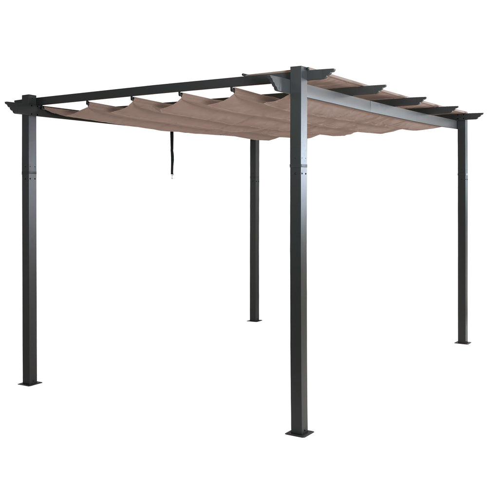 Aluminium Pergola 3x4m mit Schiebedach UV50+ taupe stabiles Gestell