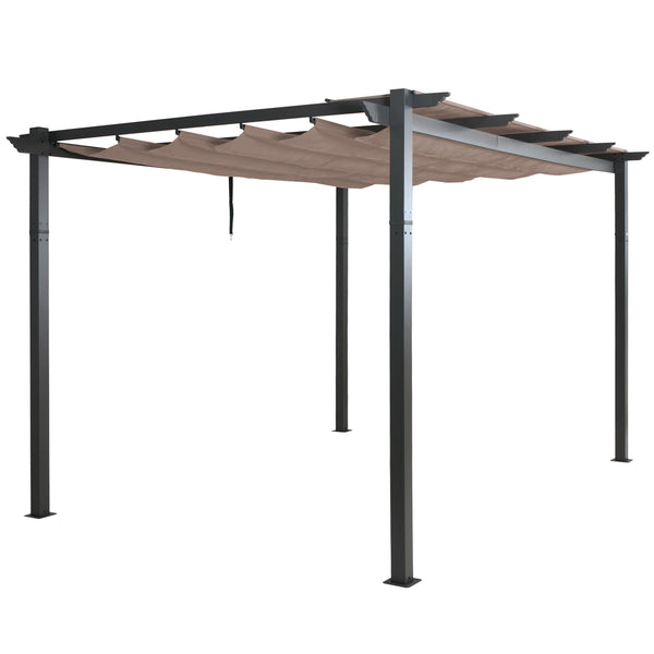 Aluminium Pergola 3x4m mit Schiebedach UV50+ taupe stabiles Gestell